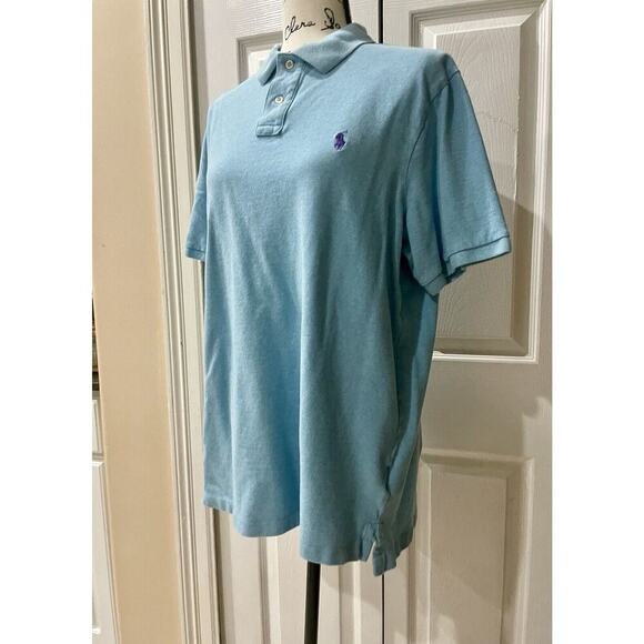 POLO RALPH LAUREN POLO SHIRT 100% COTTON SIZE LARGE LIGHT BLUE CLASSIX FIT - Picture 8 of 13